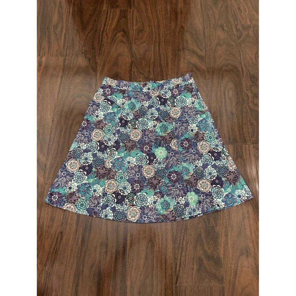 REI Floral A-Line Skirt in Teal, Purple and Cream